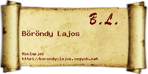 Böröndy Lajos névjegykártya
